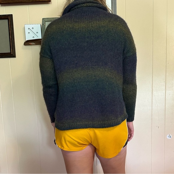 Wool blend Medium Shawl Collar Cable Knit Pullover Sweater Multicolor Ombre Cozy - Picture 2 of 9